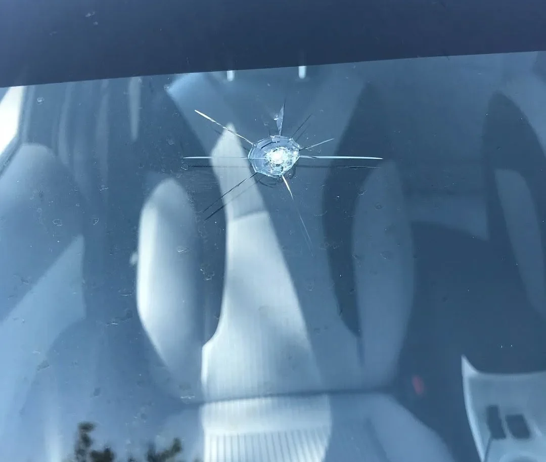 Precision Window Tint 9 chip in window before auto chip repair in Las Vegas